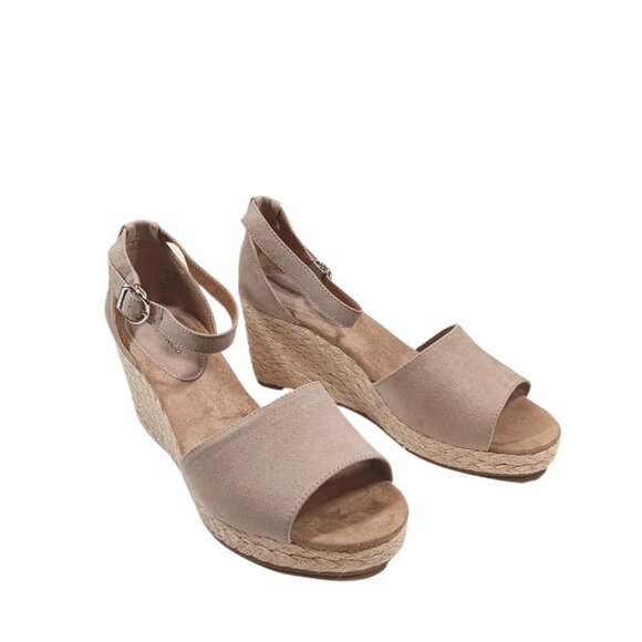 Style & Co Seleeney Sandals Womens 10 Wide Taupe Faux Suede Espadrille Wedge New - Picture 3 of 6